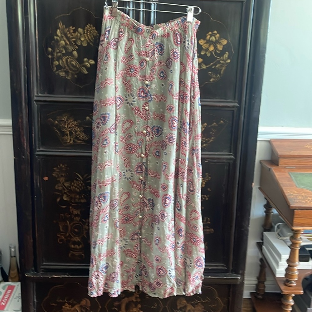 Vintage Alexander Brown rayon Georgette long maxi skirt